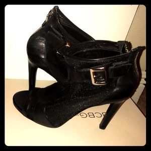 BCBG Mesh Peep Tote Bootie